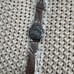 Men's Brown Leather Strap Watch